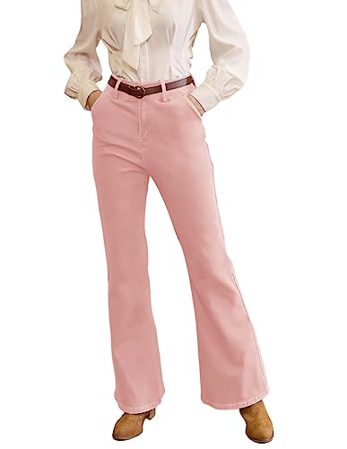 Damen 90er E-Girl Streetwear Jeans Hose Vintage Boyfriend-Jeans Y2k Glockenhose Sommer Hose Hellrosa L BP0755A23-05 von Belle Poque