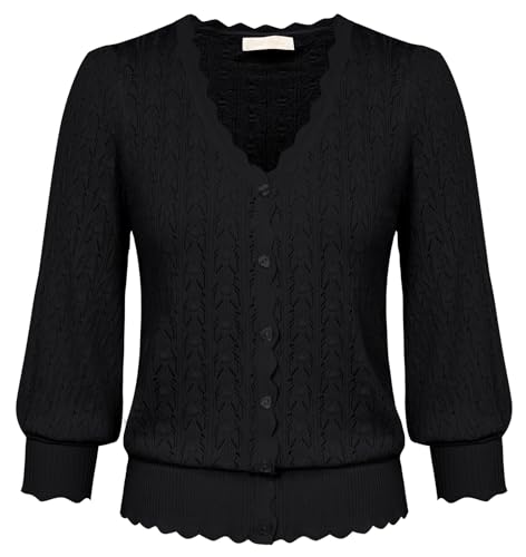 Damen Bolero Kurz Trachtenjacke 3/4 Arm V-Ausschnitt Cardigan Festlich Schwarz XXL von Belle Poque