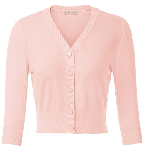 Damen Bolero Leicht Basic Jäckchen Elegant Langarm Freizeit Kurz Cardigan Zum Kleid BP928-10 XL von Belle Poque