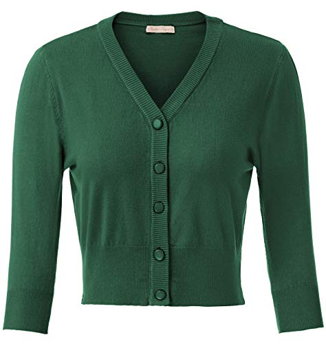 Damen Bolero Leicht Basic Jäckchen Elegant Langarm Freizeit Kurz Cardigan Zum Kleid BP928-12 XL von Belle Poque