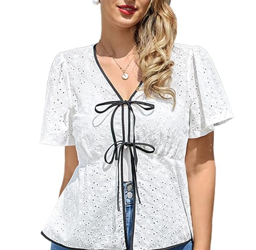 Damen Rüschen Cardigan FrüHling Lässig Leicht Hohl Blumen Boleros Schwarz XXL von Belle Poque