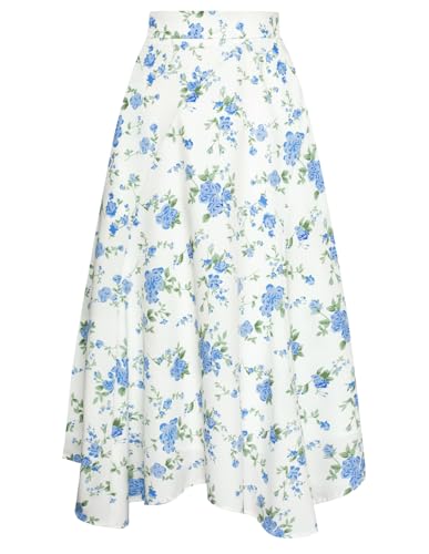 Damen Sommer Lang Rock Boho Swing Flowy Strandrock Weiß und Blau M von Belle Poque