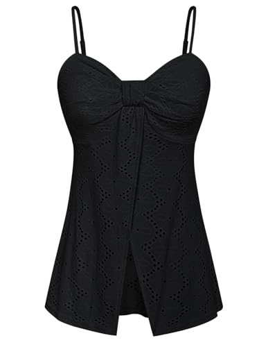 Damen Tank Top Ärmellos Oberteil Elegant Camisole Top Trägertop Party Urlaub Shirt Schwarz L von Belle Poque