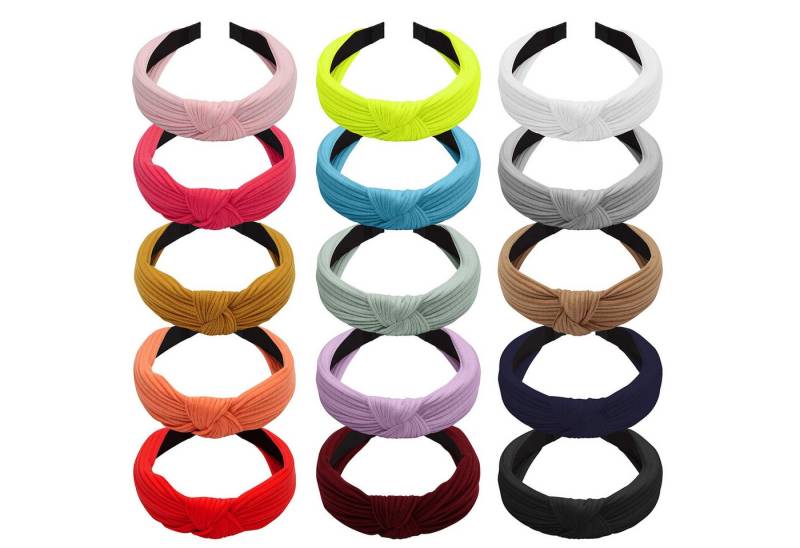 Belle Vous Haargummi Breite Haarbänder mit Knoten (15 Stück) - Einfarbiges Haaraccessoire, 15-tlg. von Belle Vous