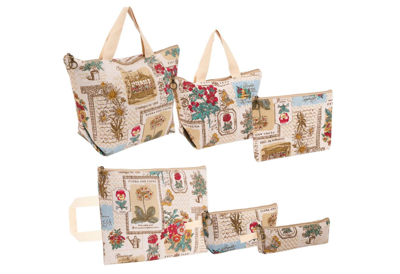 Belle Vous Kulturbeutel Belle Vous (6er Pack) Bedruckte Baumwoll-Beutel mit Reißverschluss - (6-tlg) von Belle Vous