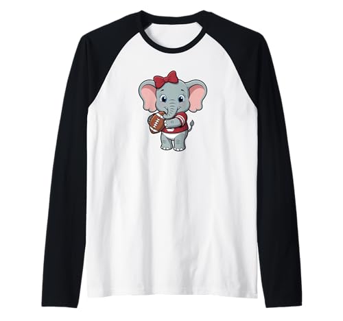Alabama Baby Elephant with Cute Coquette Bow Raglan von Belle and Bow Apparel