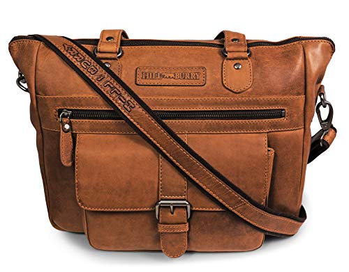 Damen Handtasche | aus weichem hochwertigem Rindsleder - Vintage Elegante Fashion Bag Beutel | Umhängetaschen Schulterbeutel - Abendtasche | Shopper - Schultertasche (Braun) von BelleBay