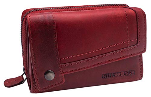 Hill Burry Damen Portemonnaie Leder | Geldbörse mit RFID Schutz | Frauen Portmonee mit vielen Kartenfächern | Geldbeutel mit Münzfach (Rot) von BelleBay