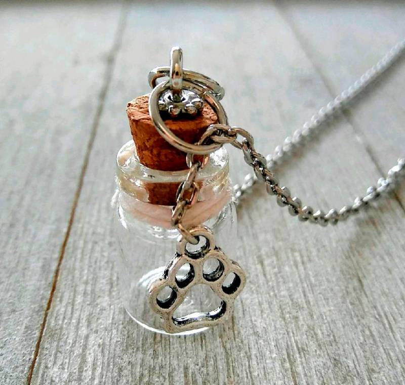 Haustier Erinnerungskette Erinnerungsglas Mit Pfotenabdruck Anhänger von BelleBeadsUS