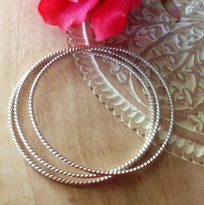 Silber Twist Seil Stacking Armreif Armband von BelleBohemeJewellery