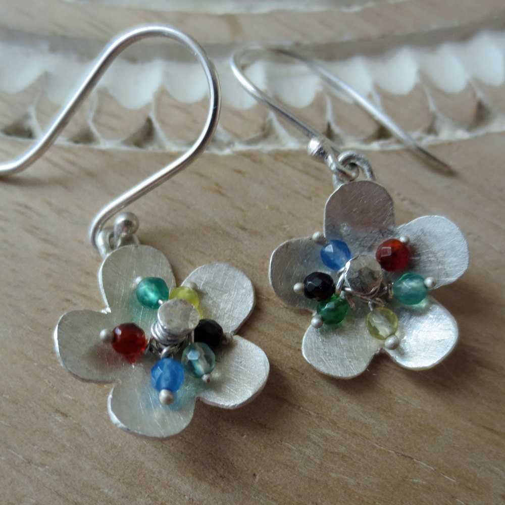 sterling Silber Blumen Ohrringe Achat Edelstein, Natur Inspiriert sterling Silber Blumen Ohrringe Achat Edelstein, Natur Inspiriert von BelleBohemeJewellery