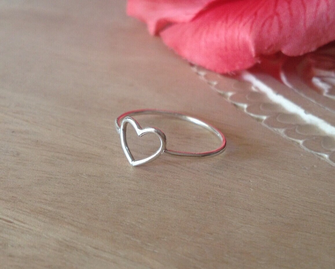 sterling Silber Offenes Herz Ring Zierlicher Handgemachter Schmuck sterling Silber Offenes Herz Ring Zierlicher Handgemachter Schmuck von BelleBohemeJewellery