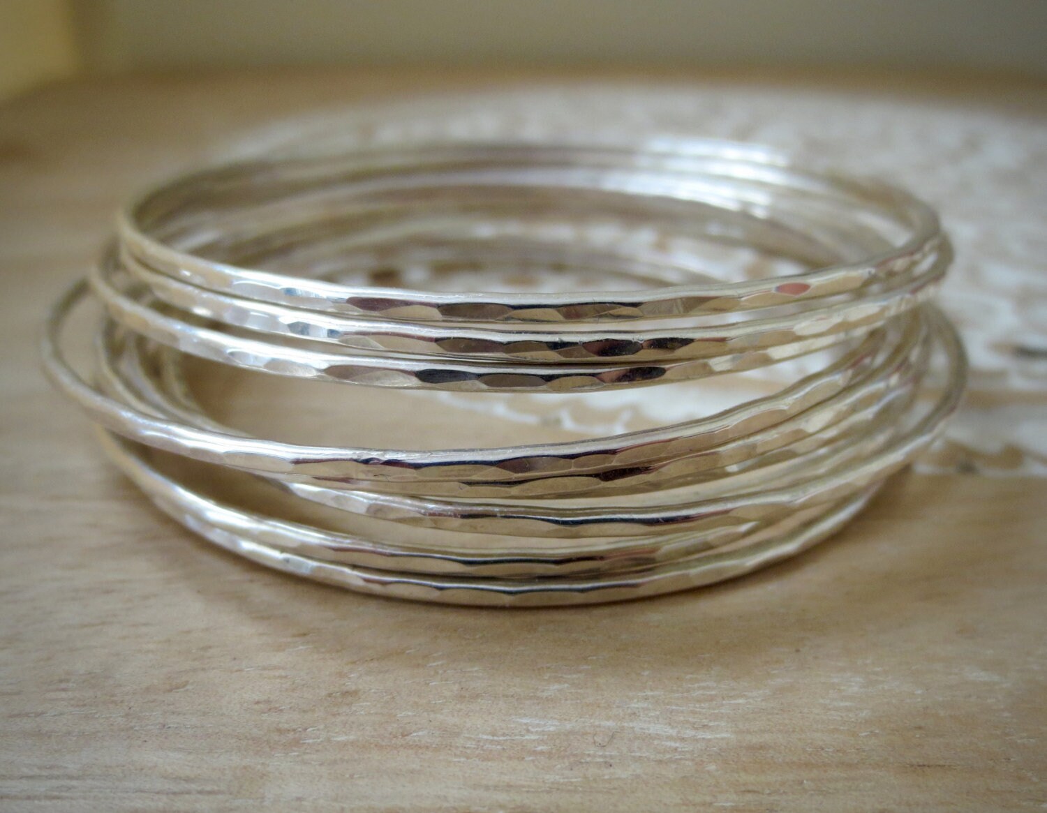 xxs Sterling Silber Armreifen Set Zarte Armbänder xxs Sterling Silber Armreifen Set Zarte Armbänder von BelleBohemeJewellery