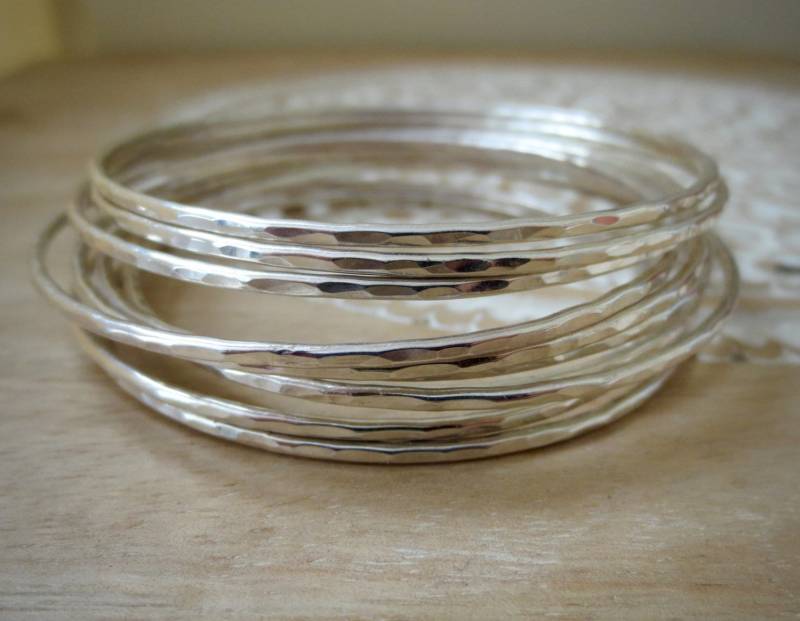 xxs Sterling Silber Armreifen Set Zarte Armbänder xxs Sterling Silber Armreifen Set Zarte Armbänder von BelleBohemeJewellery