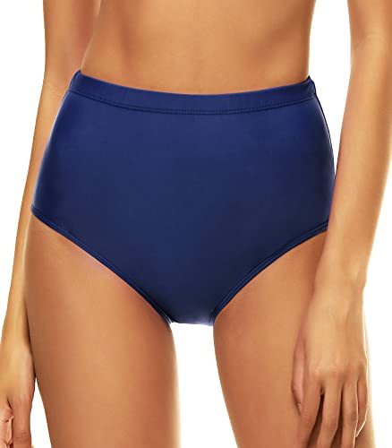 Bellecarrie Damen Bikini-Badehose mit hoher Taille, volle Abdeckung, Tankini, Badeanzughose, Tanzslip, marineblau, Large von Bellecarrie