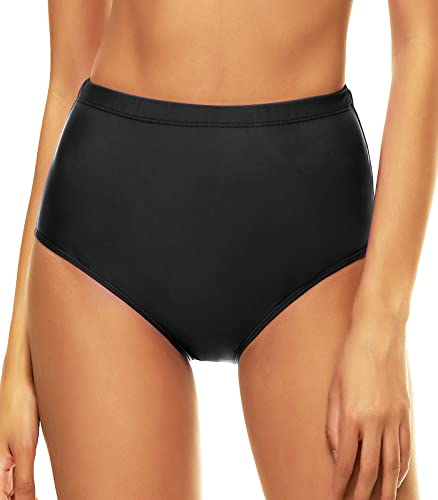 Bellecarrie Damen Bikini-Badehose mit hoher Taille, volle Abdeckung, Tankini, Badeanzughose, Tanzslip, schwarz, XX-Large von Bellecarrie