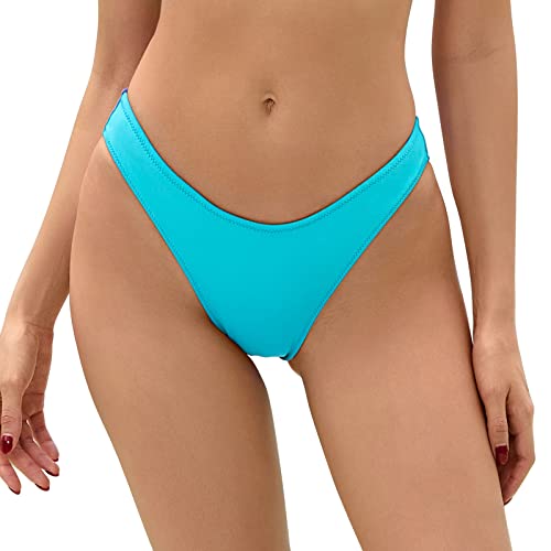 Bellecarrie Damen Cheeky Brazilian Bikinihose Low Rise High Cut Badehose, türkis, Large von Bellecarrie