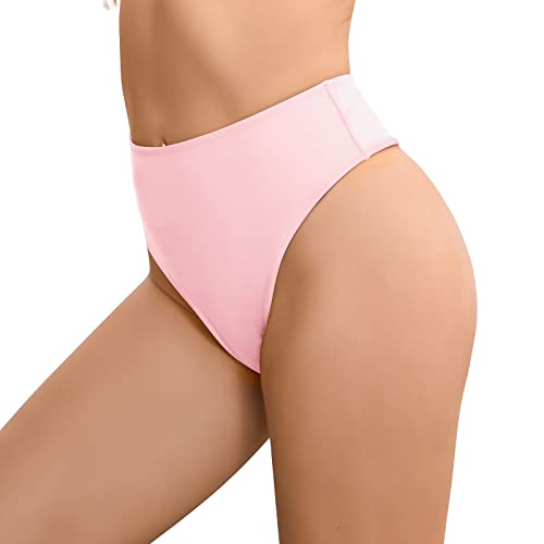 Bellecarrie Damen Tanga Rave Bottoms High Waist High Cut Bikinihose, Pink, XS von Bellecarrie