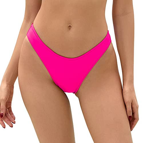 Bellecarrie Freche brasilianische Bikinihose für Damen, niedrige Taille, hohe Schnittform, Badehose, hot pink, XS von Bellecarrie