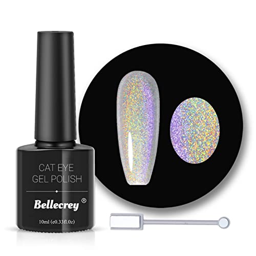 Glitter UV Cat Eye Gel Nail Polish Set,Clear Holographic Nail Gel Polish Set,Rainbow laser Nail Art Manicure Kit Long Lasting Glossy with Magnet Stick Best Gift for Women von Bellecrey