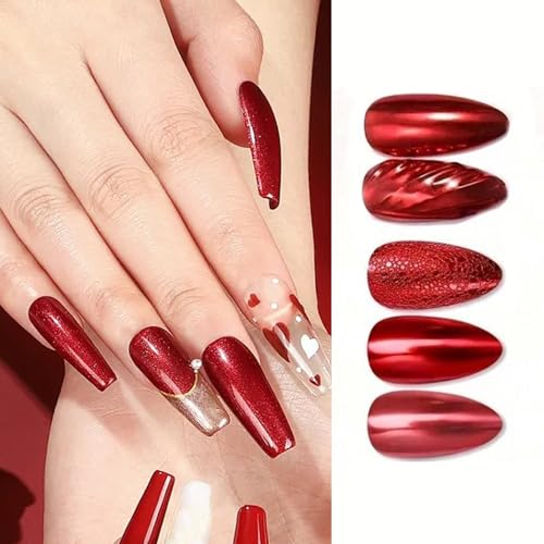 Hochfarbiger Spiegeleffekt, glänzendes Schmuck-Puder, rotes metallisches Nagelkunst-Pulver, Mädchen-Nagelkunst-Dekoration von Bellecrey