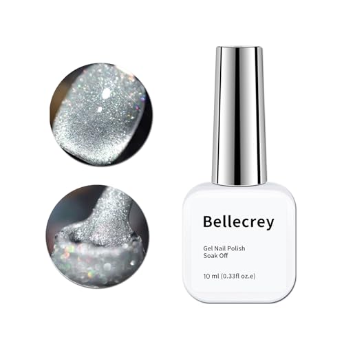 Silber Diamant Katzenaugengel Gellack UV Nagellack Gel,UV Lacke für Nägel Gel Nail Polish Schellack Gel Nagellack UV,Katzenauge Gelnagellack für UV Lampe Nagelkunst von Bellecrey