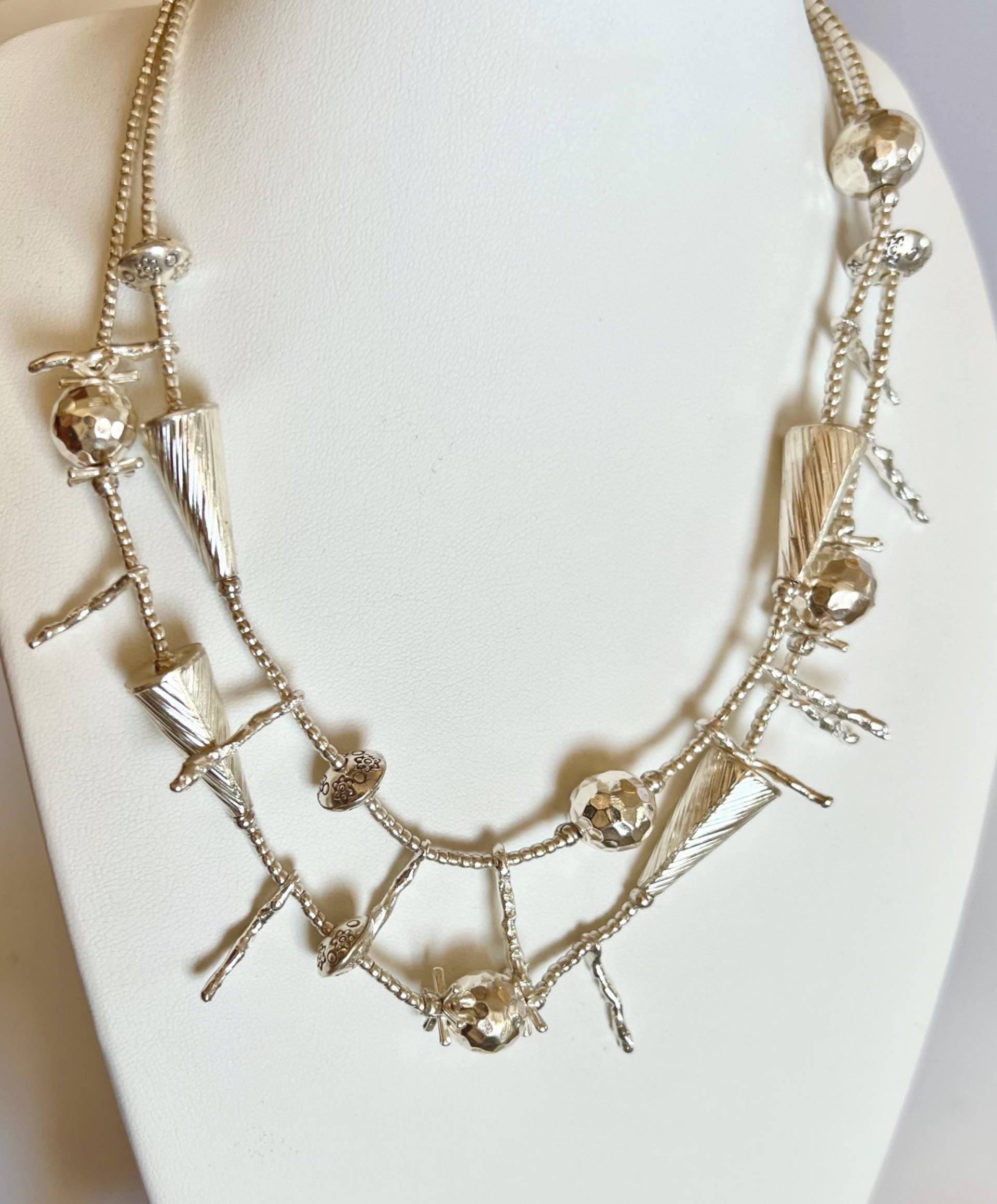 Chunky Silberkette, Multi Stränge Sterling Silber Halskette, 2 Große Grobstrick Silberkette | 55, 4 Gramm von Bellephine