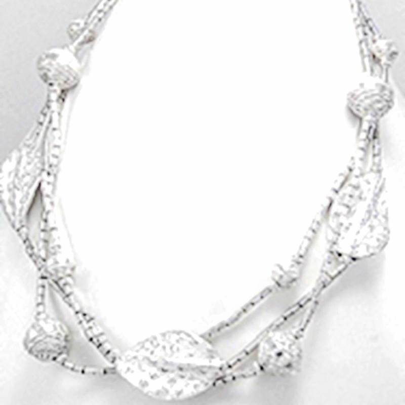 Sterling Silber Halskette, Chunky Multi Strands Blatt Design Halskette Von 47, 4 Gramm Sterling Silber Halskette, Chunky Multi Strands Blatt Design Halskette Von 47, 4 Gramm von Bellephine