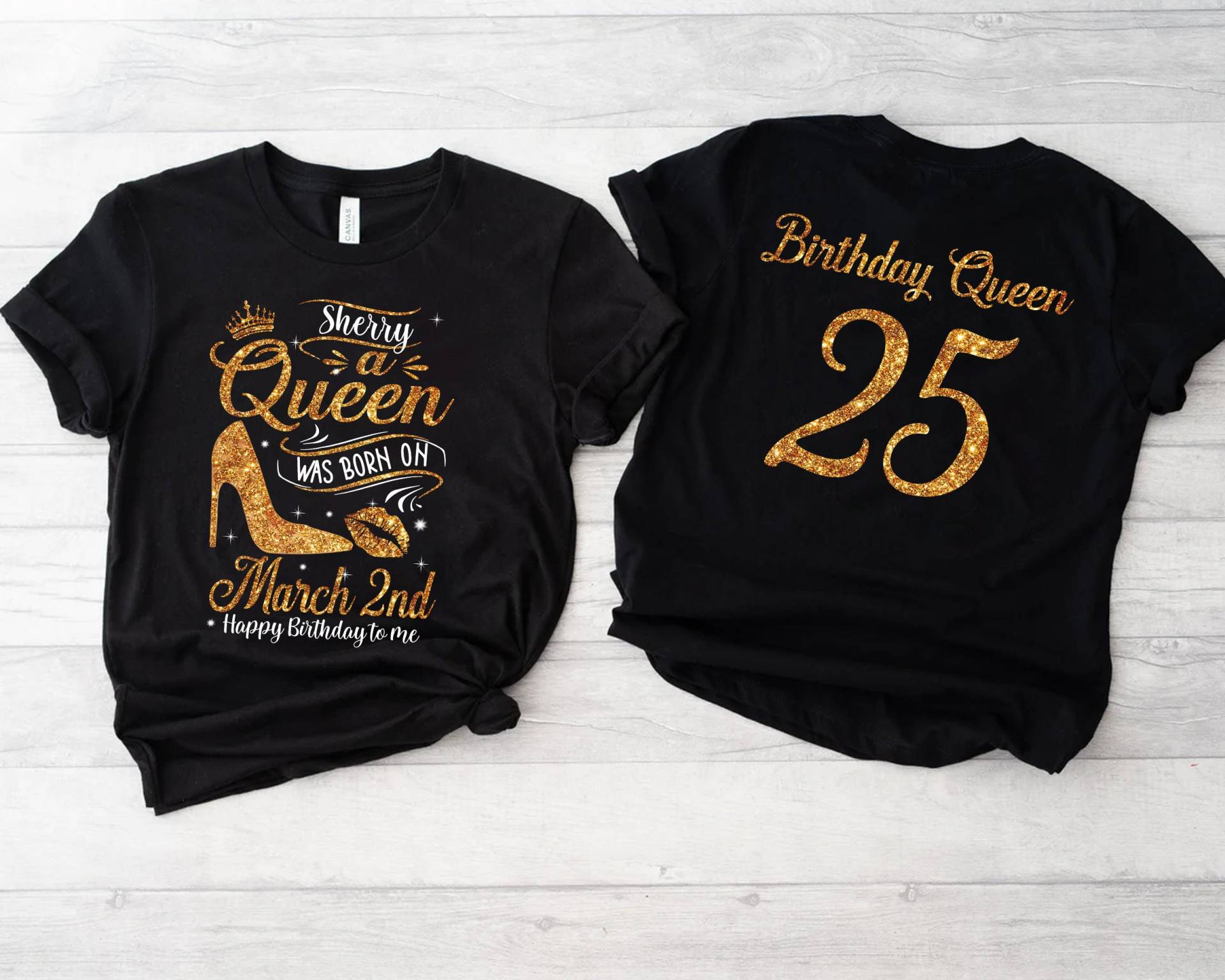 Personalisierte Geburtstagskönigin Geburtstag Damen, T-Shirts, Personalisierter Name Personalisiert Datum Gesegnet Shirt, Party Mädchen Shirt von Bellezaalux