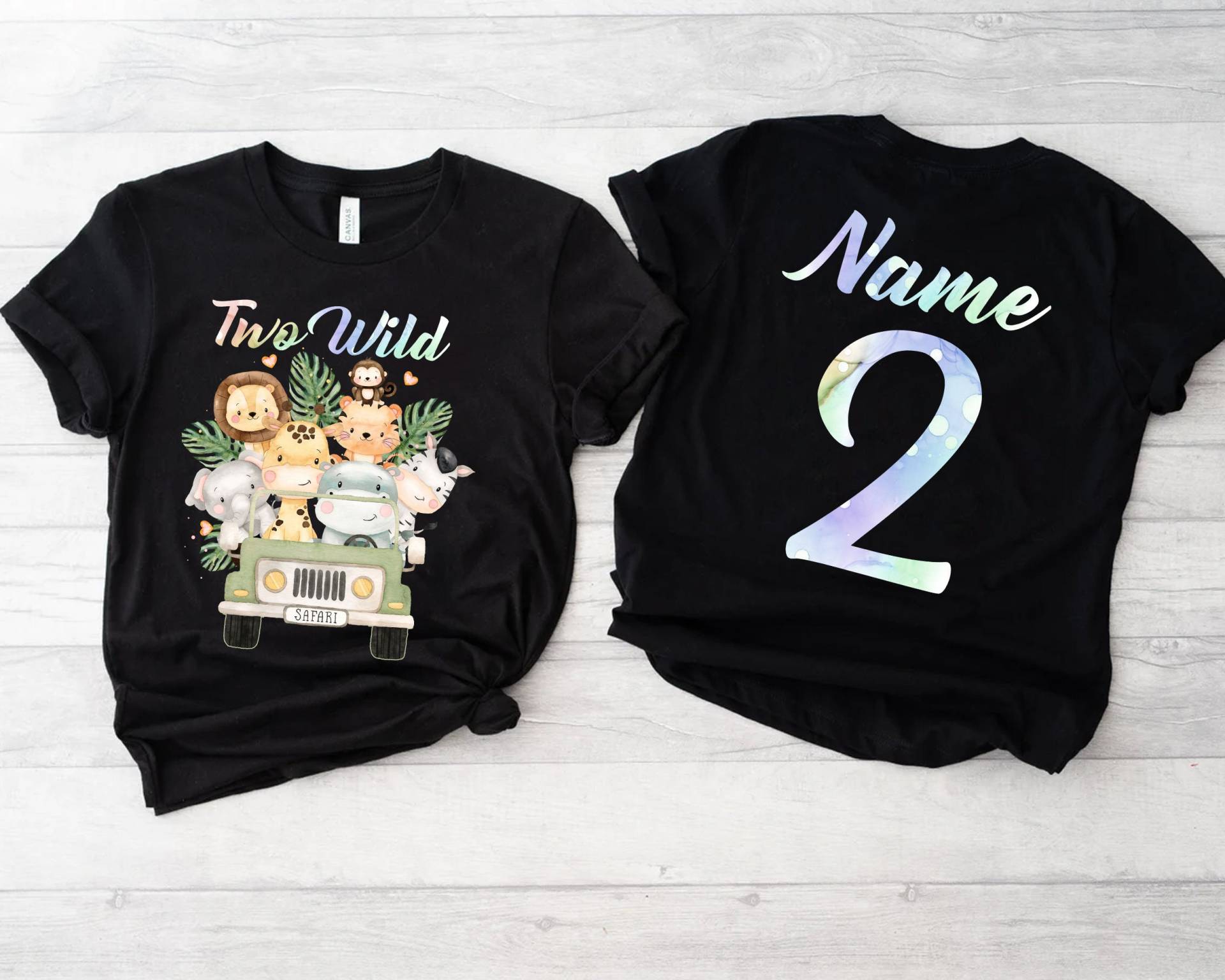 Personalisierte Zwei Wilden Geburtstag Shirt, Zoo T-Shirt, Wildtier Jungen Shirt von Bellezaalux