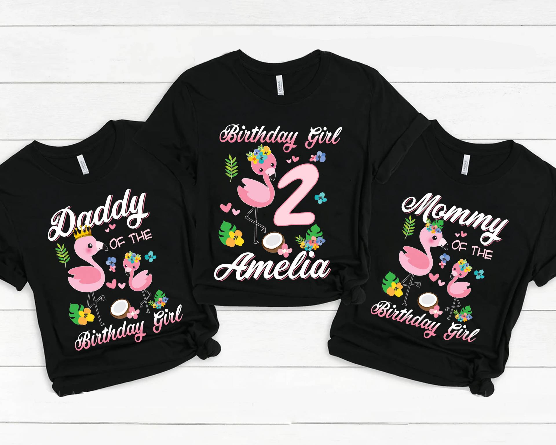 Personalisiertes Flamingo Geburtstagsshirt, Familienhemden, Geburtstagsmädchen Shirt, Erstes Geburtstagsoutfit, Baby Mädchen Geburtstag von Bellezaalux