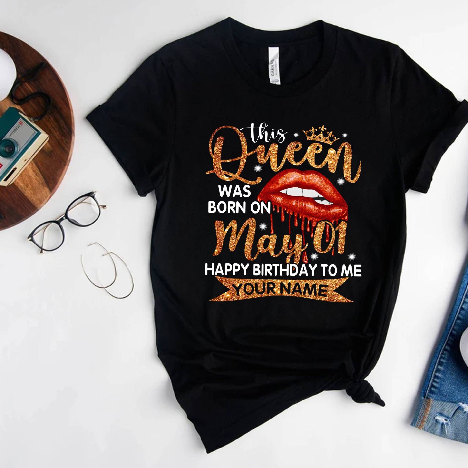 Personalisiertes Queen Was Born Shirt, Happy Birthday To Me Women, Geburtstag T-Shirts, Personalisierter Name Geburtstagsshirt von Bellezaalux