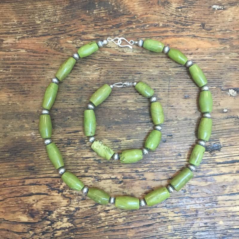 Avocado Türkis & Sterling Silber Schmuck-Set | Handgemachte Schmuck Grün Und Armbänder Für Herren von Bellezzabylyn