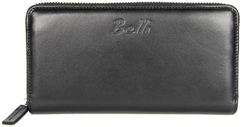 BELLI Portemonnaie Milano Damen Leder Geldbörse Portmonee Geldbeutel aus Echtleder für Frauen in schwarz - 19x10x2,5cm (B x H x T) von Belli