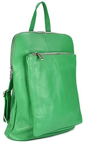 Belli Backpack Seattle italienischer Damen Rucksack Leder Handtasche Cross Body Bag 3in1 in apfelgrün - 29x32x11 cm (B x H x T) von Belli