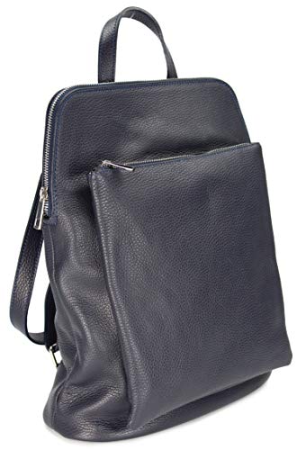 Belli Backpack Seattle italienischer Damen Rucksack Leder Handtasche Cross Body Bag 3in1 in dunkelblau - 29x32x11 cm (B x H x T) von Belli