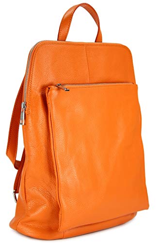 Belli Backpack Seattle italienischer Damen Rucksack Leder Handtasche Cross Body Bag 3in1 in orange - 29x32x11 cm (B x H x T) von Belli