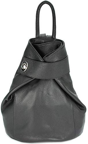 Belli "City Backpack II mittelgroßer italienischer Damen Leder Rucksack Rucksacktasche Handtasche Daypack in schwarz nero - 28x31x13cm (B x H x T) von Belli
