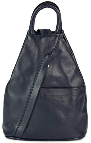 Belli City Backpack leichte italienische Leder Damentasche Rucksack Handtasche in dunkelblau - 29x32x11 cm (B x H x T) von Belli