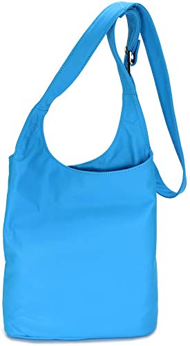 Belli Cross Bag Classic italienische Umhängetasche Damen Ledertasche Handtasche Cross Over Bag in türkis - 24x28x8 cm (B x H x T) von Belli