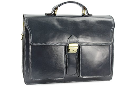 Belli Design Bag B italienische Leder Businesstasche Arbeitstasche Messenger Aktentasche Lehrertasche Laptoptasche unisex in dunkelgrau - 40x30x14 cm (B x H x T) von Belli