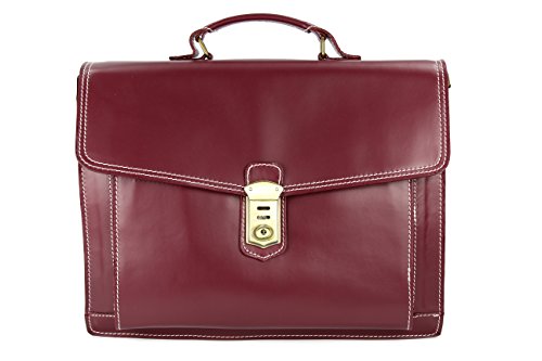Belli Design Bag D italienische Leder Businesstasche Arbeitstasche Messenger Aktentasche Lehrertasche Laptoptasche Unisex in bordeaux - 40x30x12 cm (B x H x T) von Belli