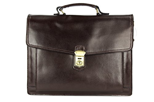 Belli Design Bag D italienische Leder Businesstasche Arbeitstasche Messenger Aktentasche Lehrertasche Laptoptasche Unisex in braun - 40x30x12 cm (B x H x T) von Belli