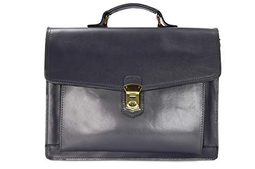 Belli Design Bag D italienische Leder Businesstasche Arbeitstasche Messenger Aktentasche Lehrertasche Laptoptasche Unisex in dunkelgrau - 40x30x12 cm (B x H x T) von Belli