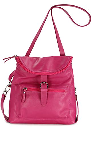 Belli italienischer Echt Leder Rucksack Backpack London Handtasche Umhängetasche Rucksacktasche in pink - 28x26x10 cm (B x H x T) von Belli