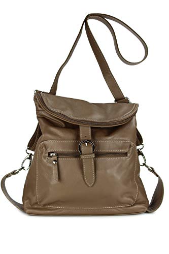 Belli italienischer Echt Leder Rucksack Backpack London Handtasche Umhängetasche Rucksacktasche in taupe - 28x26x10 cm (B x H x T) von Belli