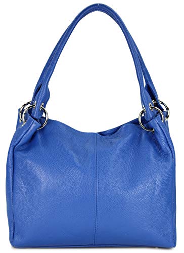 Belli italienische Leder Schultertasche Damentasche Handtasche Shopper Lilly in royal blau - 33x28x14 cm (B x H x T) von Belli