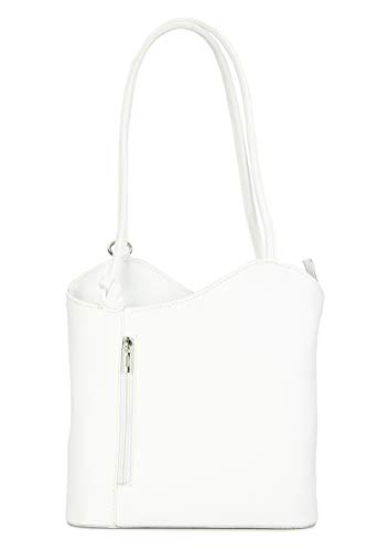 Belli italienische Ledertasche Backpack Classic 2in1 Damen Rucksack Leder Handtasche made in italy Schultertasche - 28x28x8 cm (B x H x T) (Weiß) von Belli