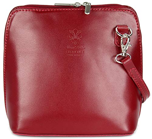 Belli italienische Ledertasche Damen Umhängetasche klein Handtasche Schultertasche Abendtasche in bordeaux - 17x16,5x8,5 cm (B x H x T) von Belli