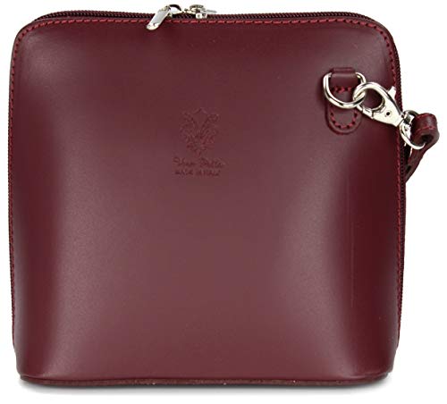 Belli italienische Ledertasche Damen Umhängetasche klein Handtasche Schultertasche Abendtasche in bordeaux - 17x16,5x8,5 cm (B x H x T) von Belli